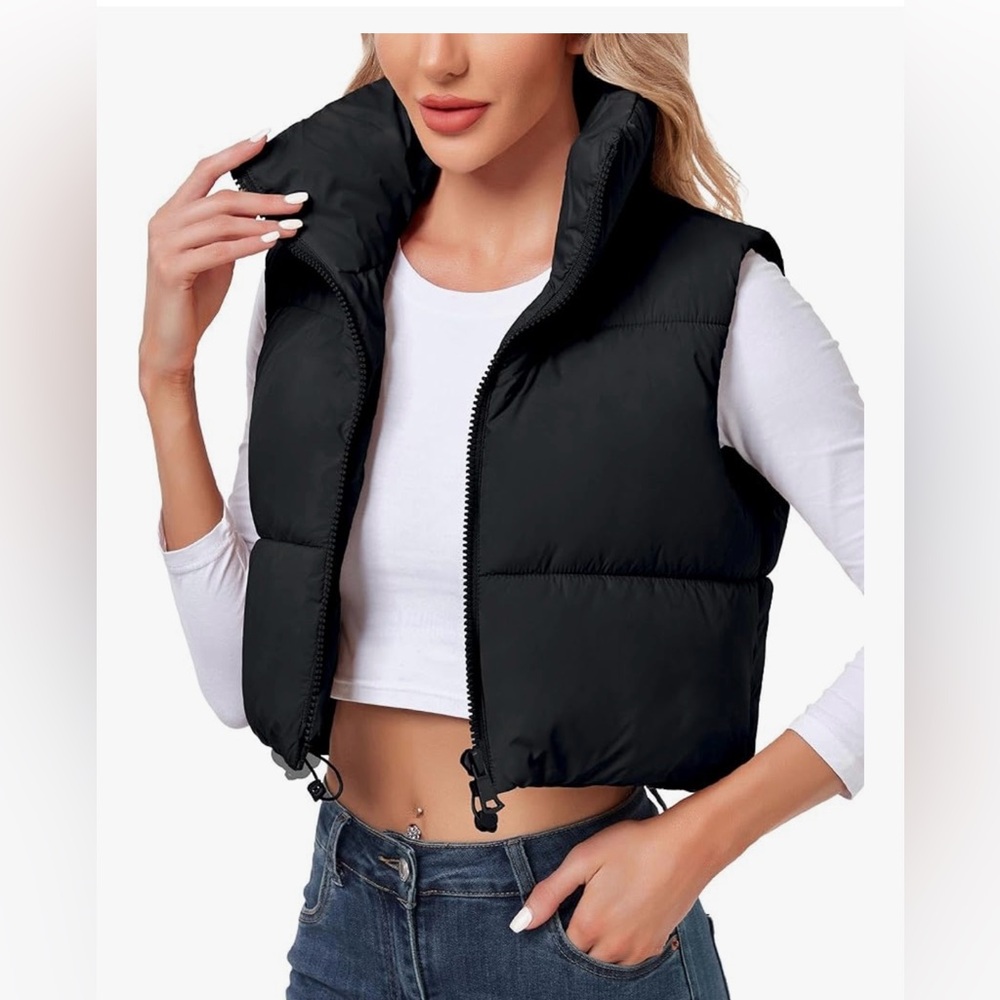 POLU Cropped black vest size L NWOT